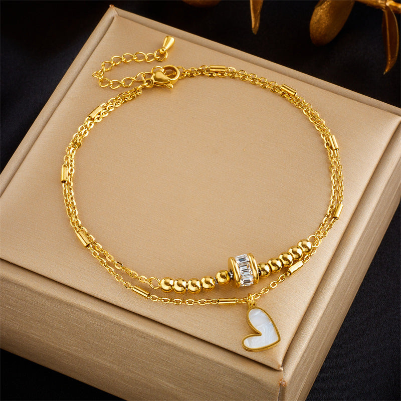 "Boho Love Heart Double Layer Anklet"