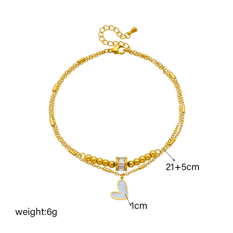 "Boho Love Heart Double Layer Anklet"